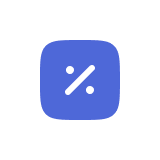 Interest rate icon in blue box