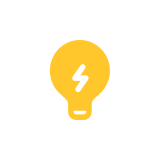 Bulb with lightning on yellow bg